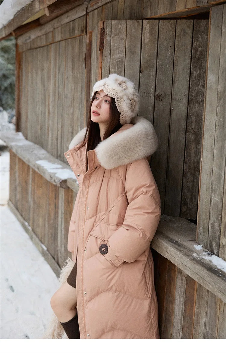 Mishow Fox Fur Collar 90% White Duck Down Jacket MXE51Y0082