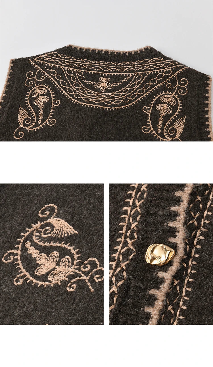 Mishow Patterned Embroidered Crew Neck Vest MXE86Z2745