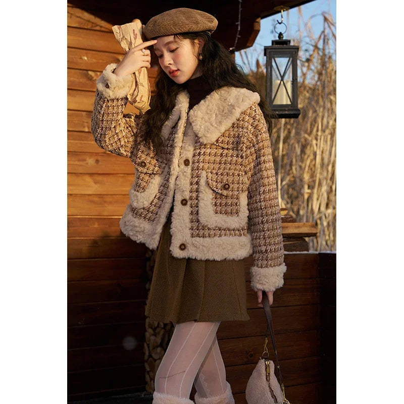 Mishow Houndstooth Padded Cotton Parka MXC54W0137