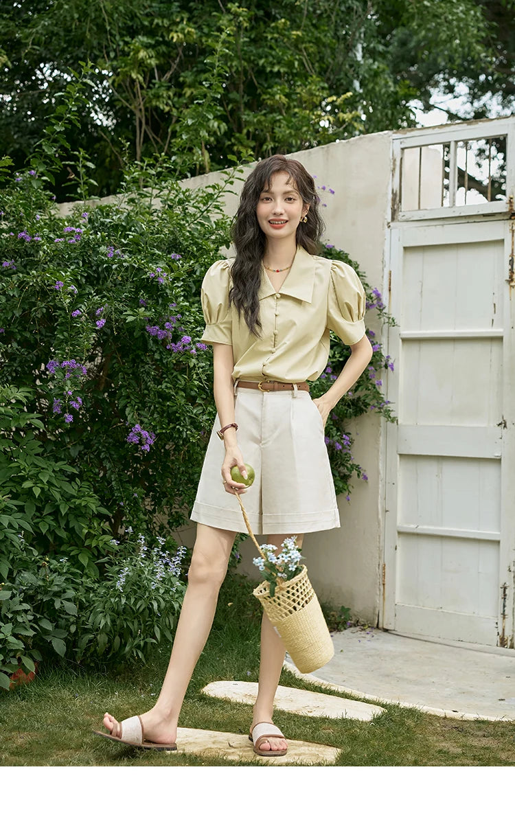 Mishow High Waist Slim A-Line Suit Shorts MXD28K0647