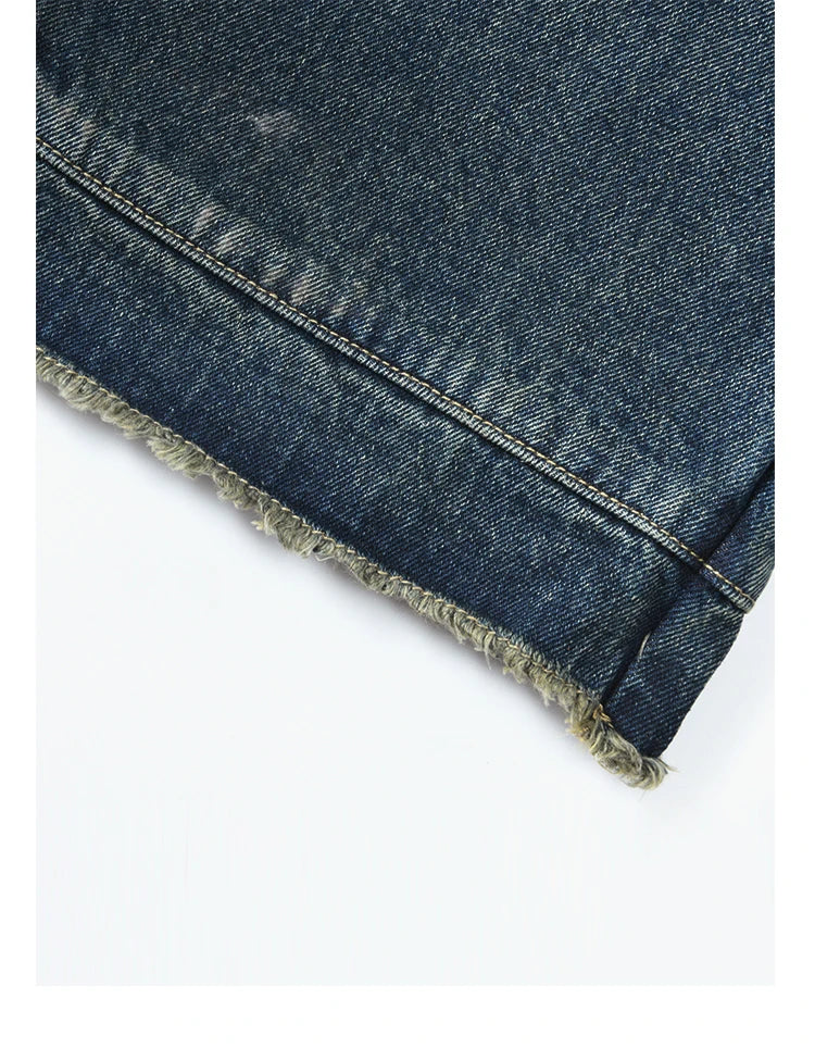 Mishow American Retro Wide Leg Jeans with Tassel Hem MXD12K0538