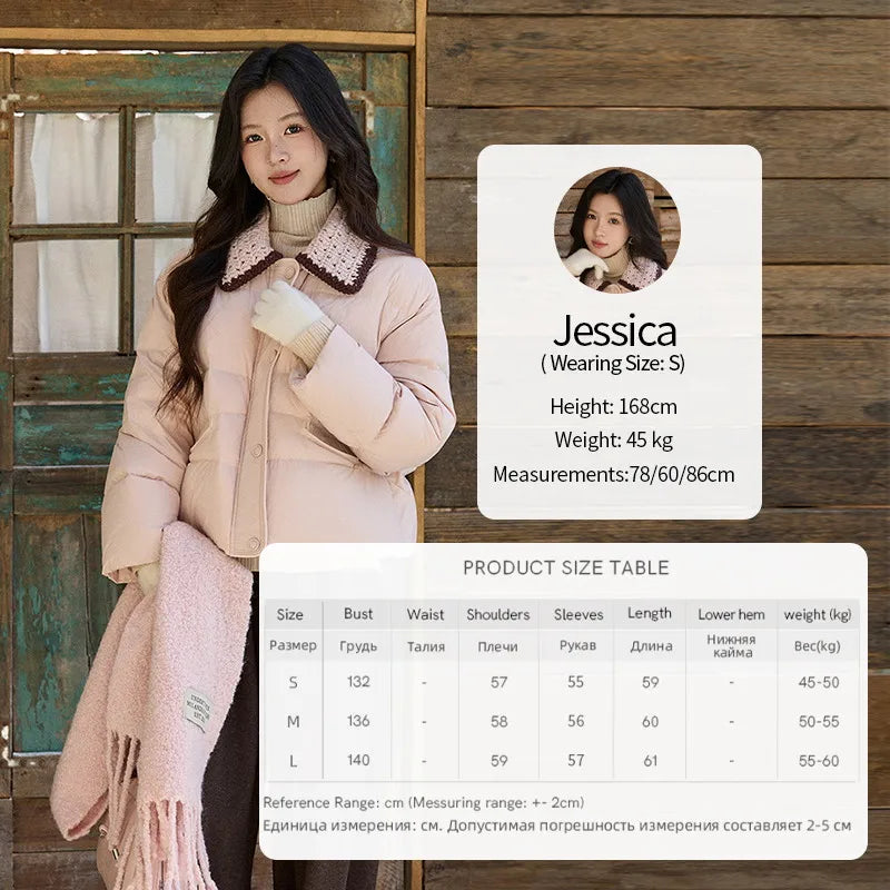 Mishow Knitted Lapel Collar Short Down Jacket MXE94Y0094