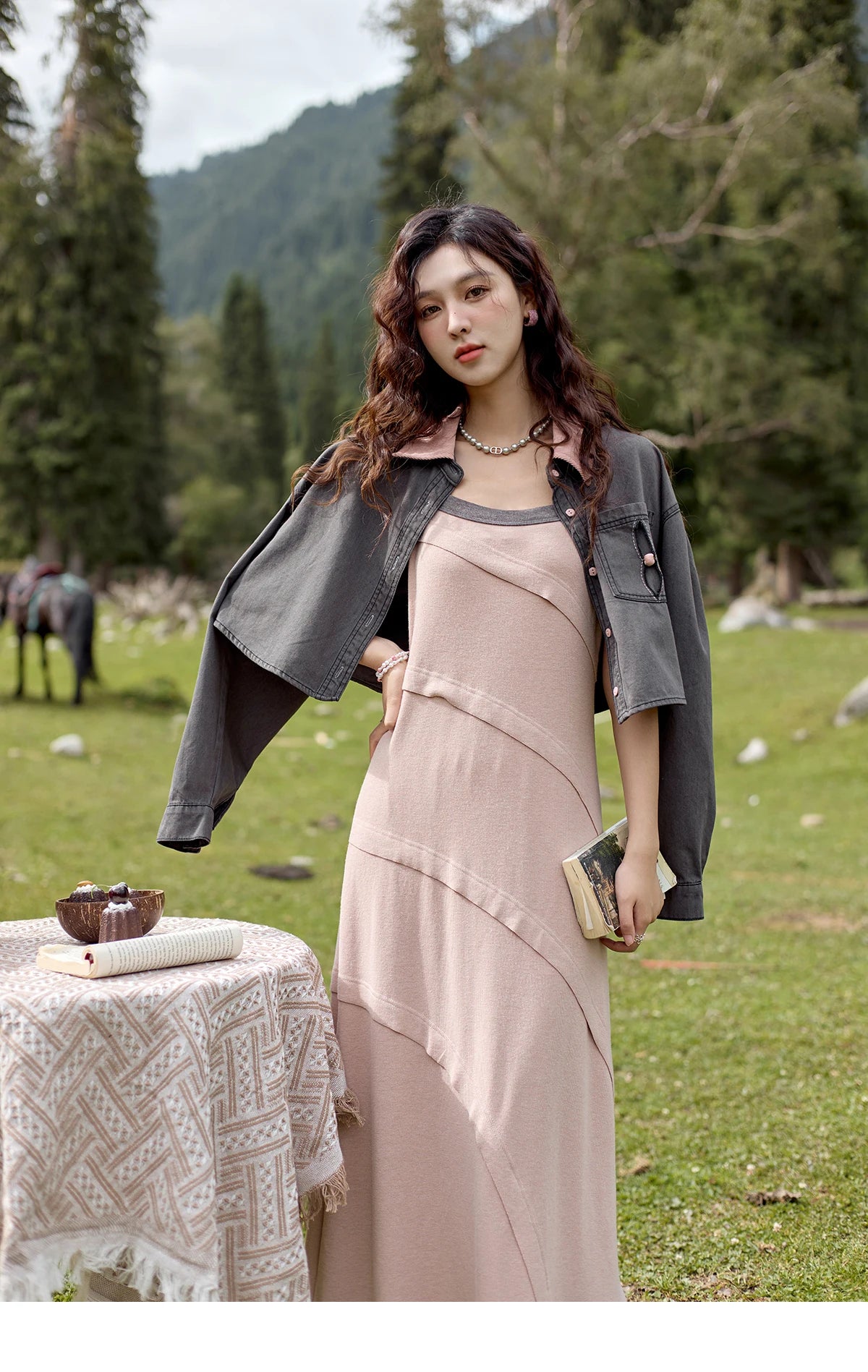 Mishow Knitted Square Collar Adjustable Strap Dress MXD42L2015