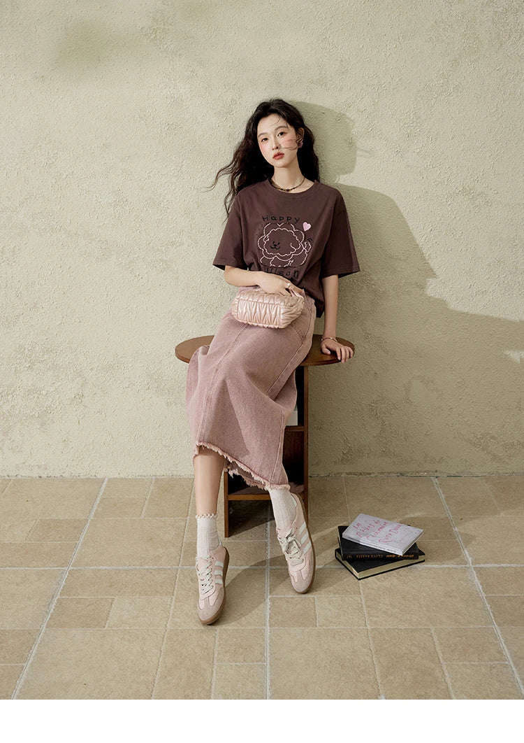 MISHOW High Waist Slim Denim Skirt Straight Pockets MXD44B0506