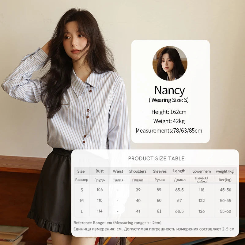 MISHOW Striped Asymmetric Shirt Vintage Loose Long Sleeve MXE42C2375