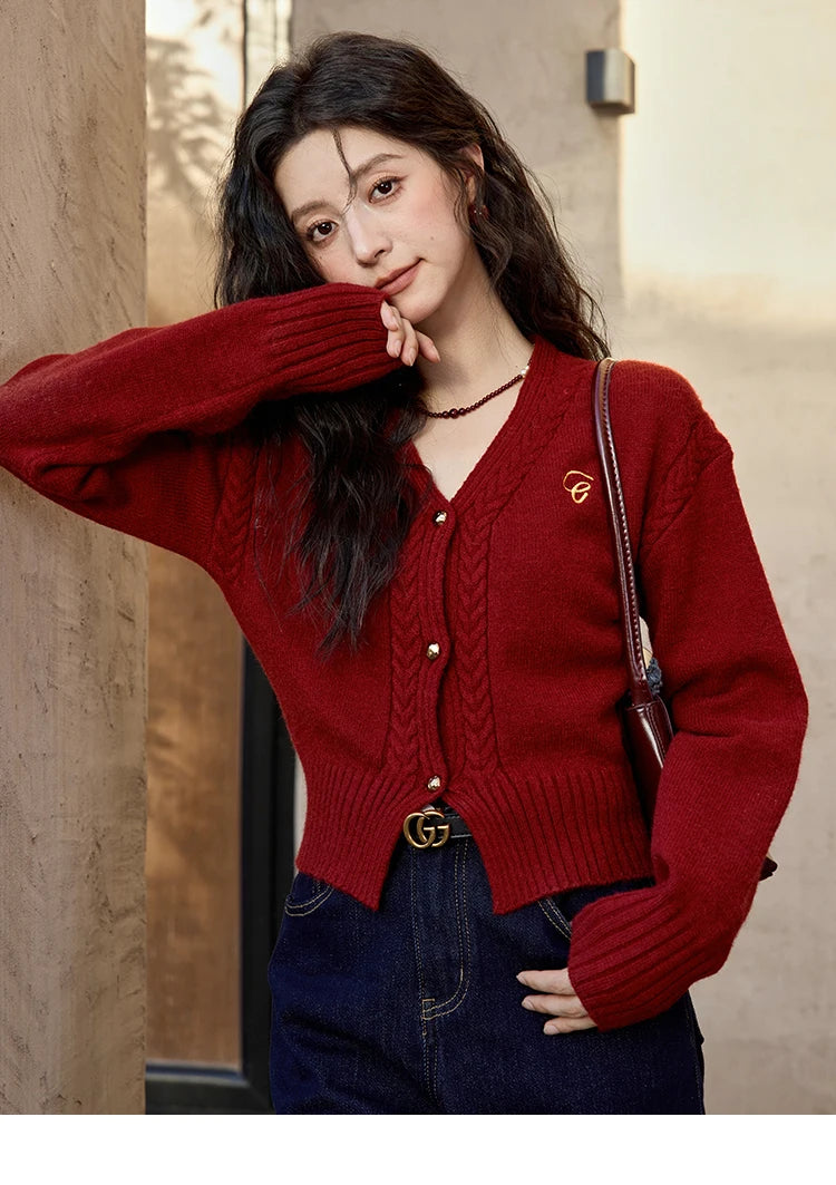 Mishow Elegant V-Neck Vintage Short Cardigan MXD48Z0848