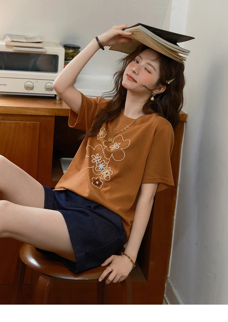 Mishow Floral Print Drop Sleeve Tee MXE36T0576