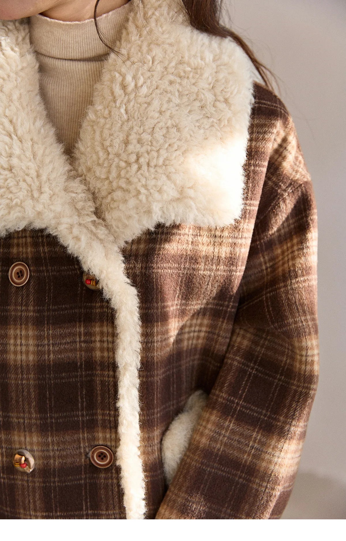 Mishow Retro Plaid Large Lapel Padded Jacket MXE87W1004