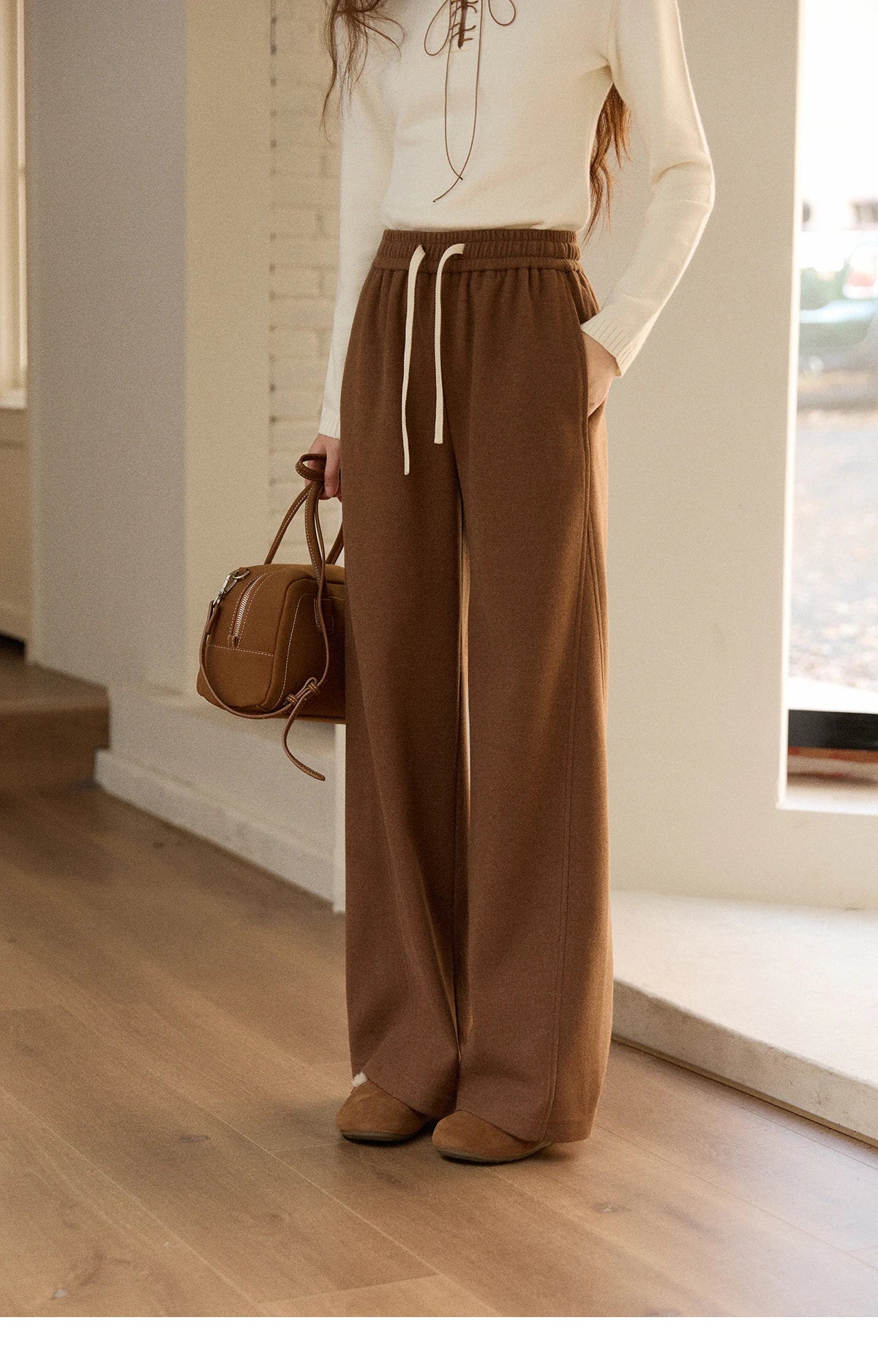 MISHOW Wide-Leg Pants High Waist Straight Lace-Up Loose MXE89K1100