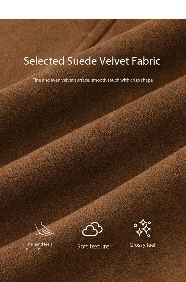 MISHOW Brown Suede Short Jacket Split Turn Down Collar MXE48W0850