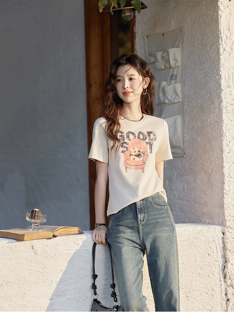 MISHOW Printed Round Neck Soft Cotton Tee MXE13T0461