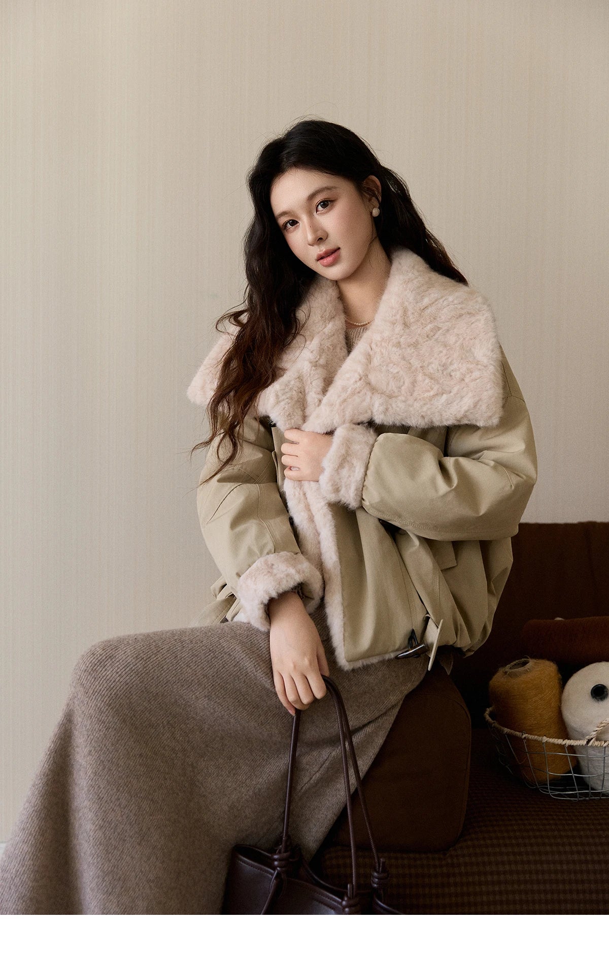 Mishow Large Lapel Fur Collar Down Jacket MXE94W1046