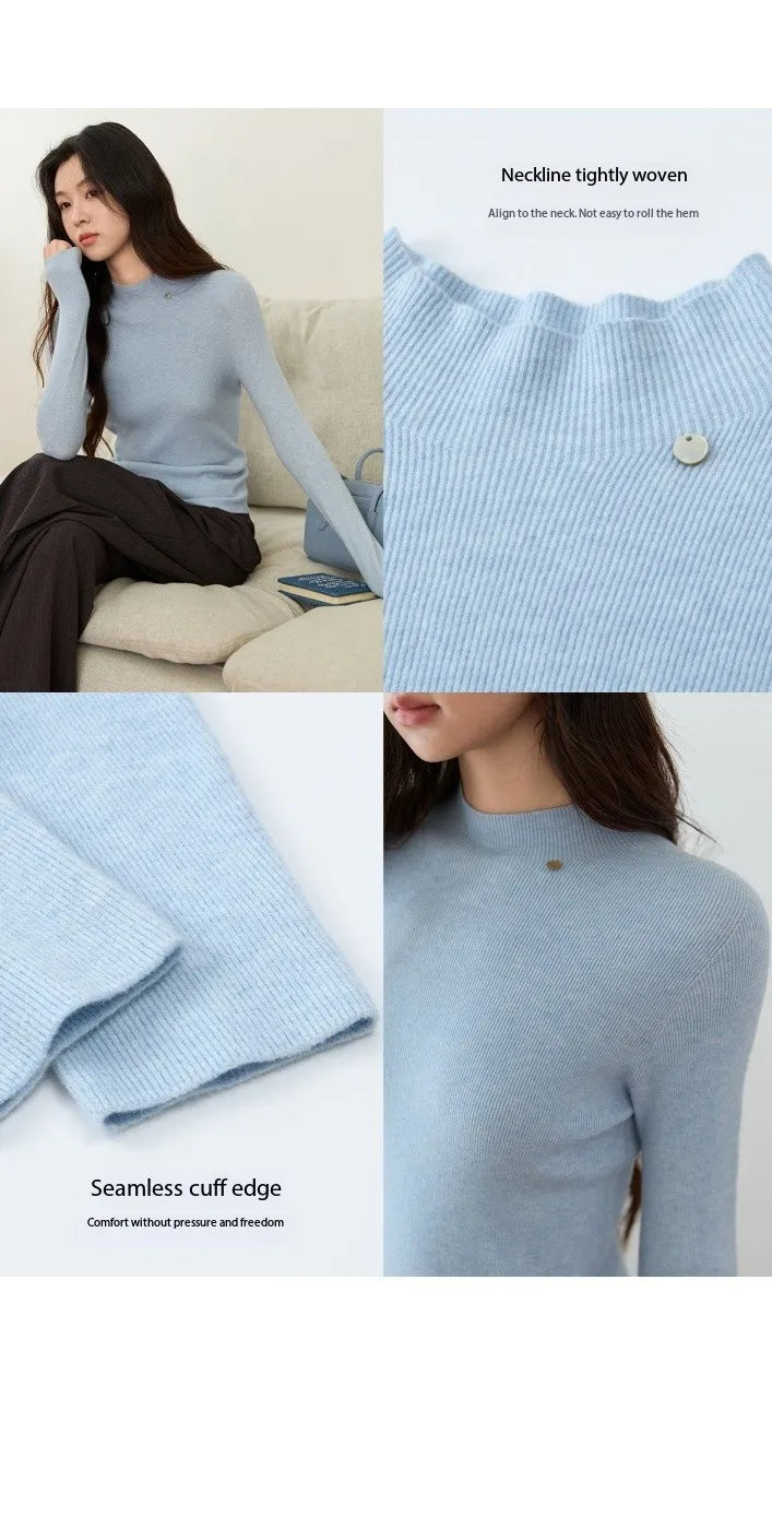 Mishow Minimalist Mock Neck Slim Pullover MXE48Z2583