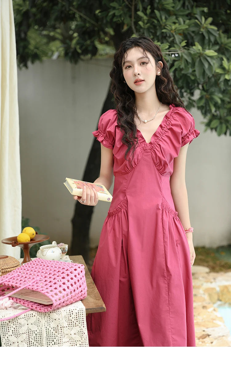 Mishow 100% Cotton V-Neck Pocket Dress MXD29L1934