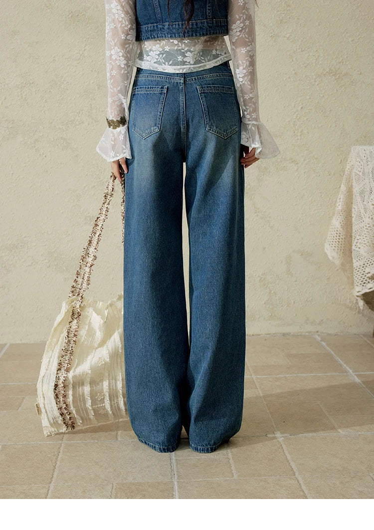 Mishow Washed Loose Straight Leg Jeans MXE16K0874