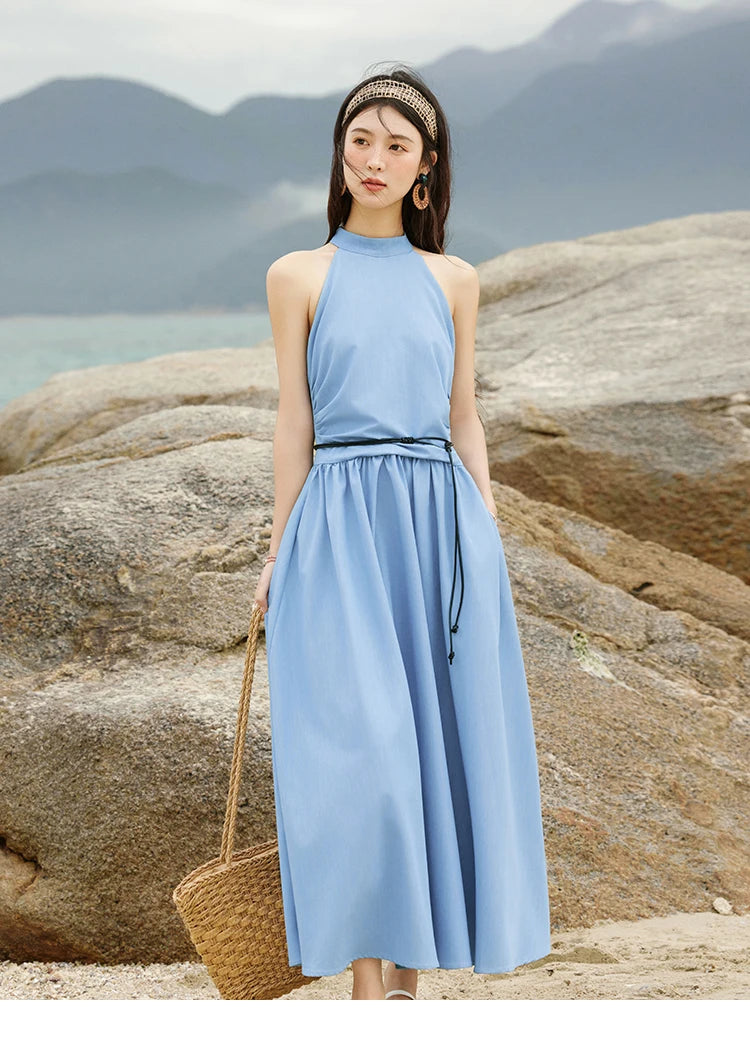 MISHOW Korean Halter Neck Slimming A-Line Dress MXE31L2221