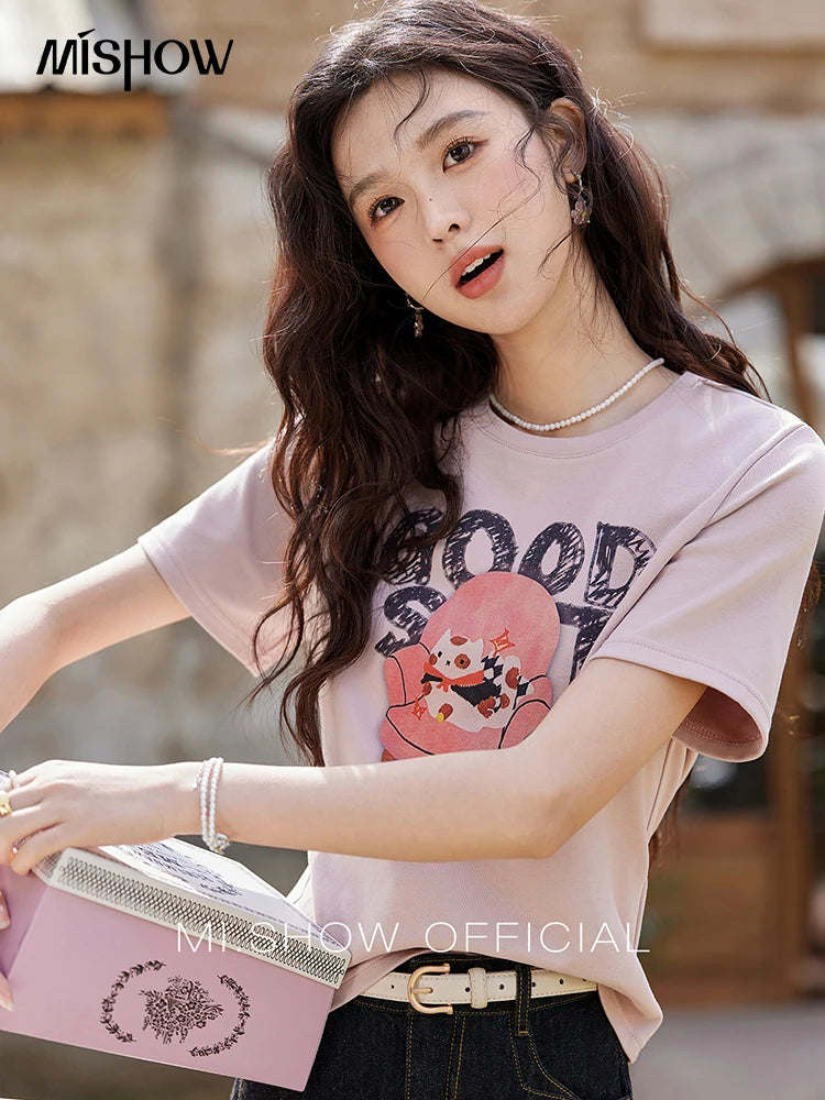 MISHOW Printed Round Neck Soft Cotton Tee MXE13T0461
