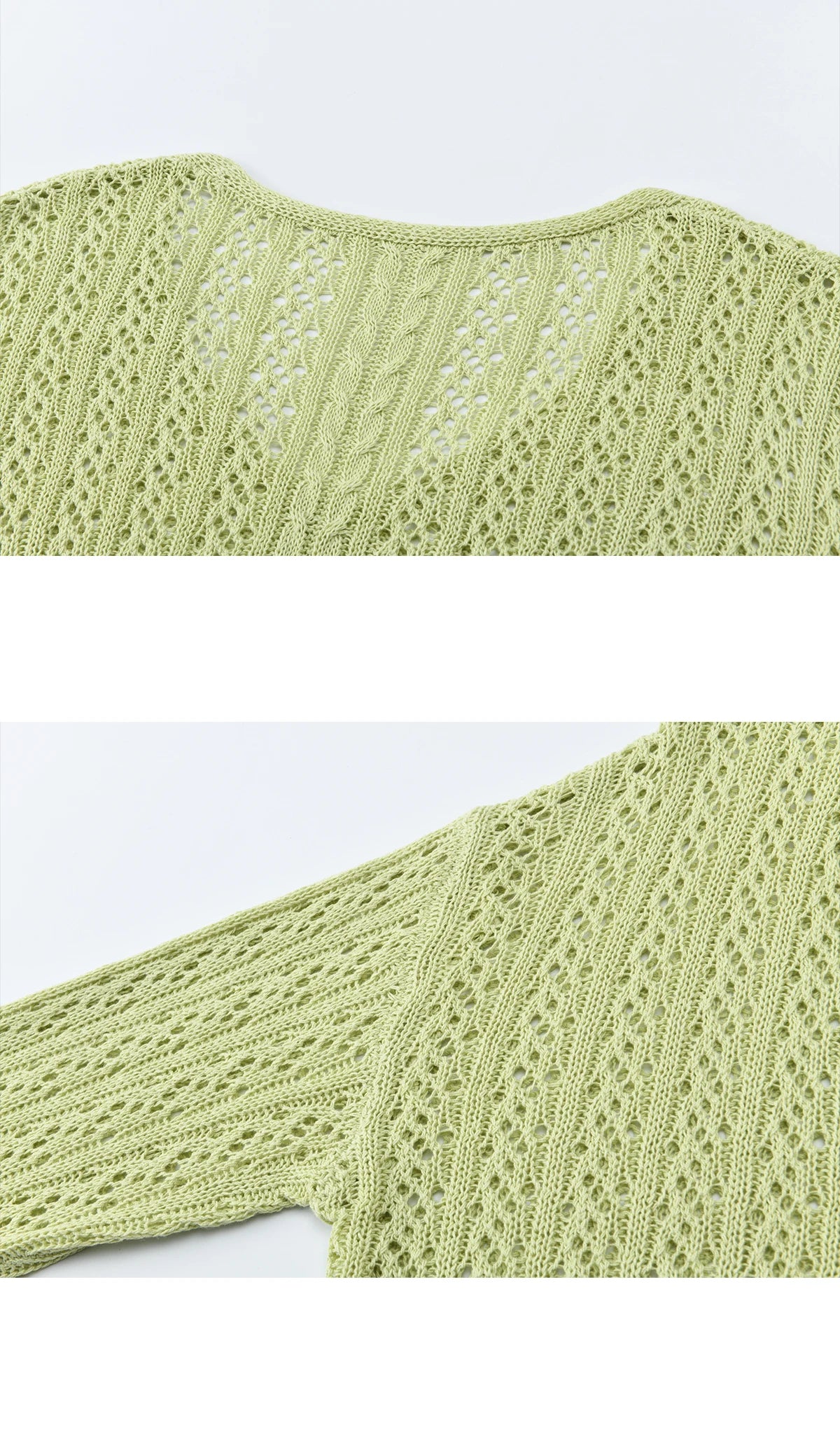 Mishow Green Hollow Cable Knit Top & Camisole Set MXF16T1524