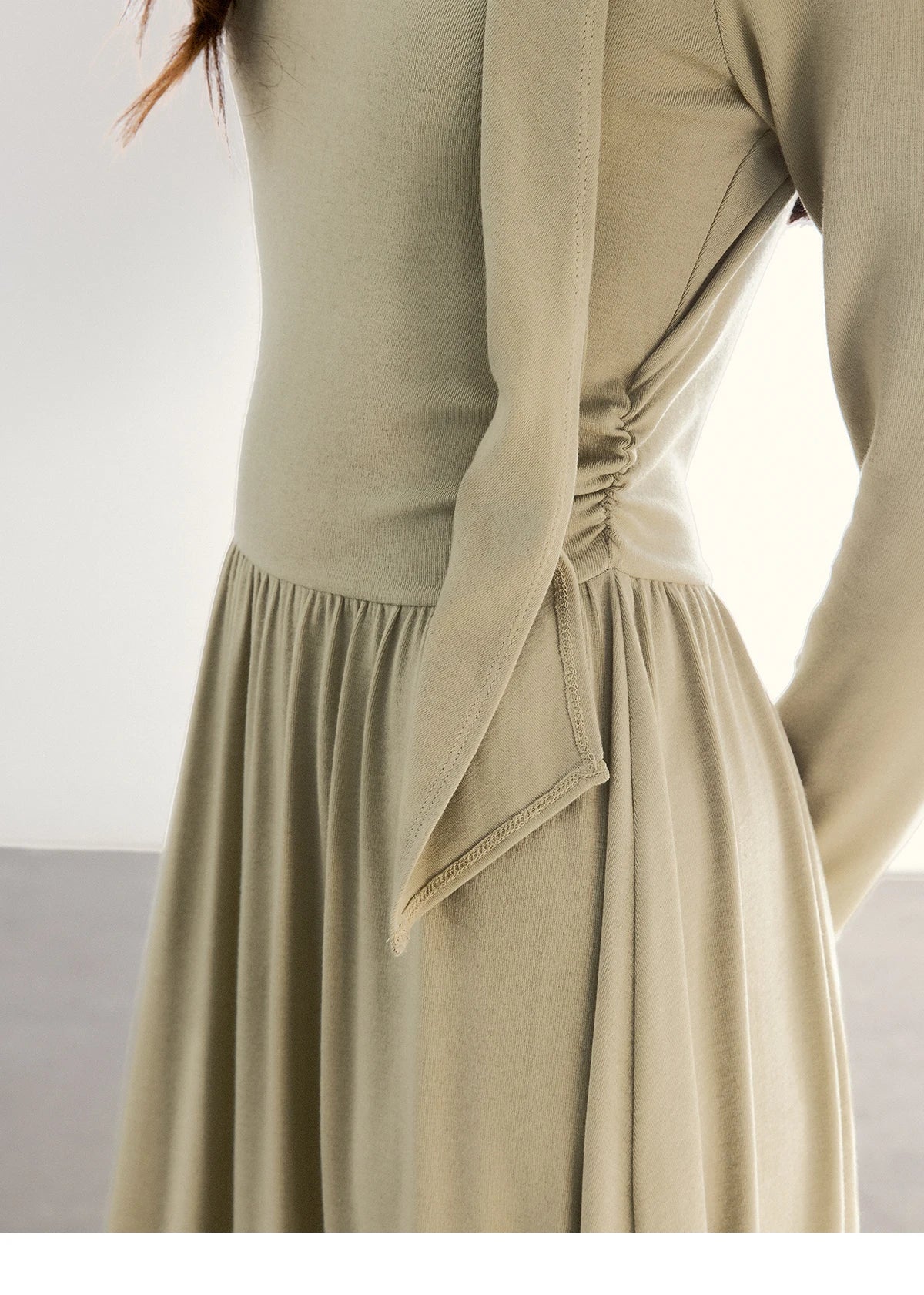 Mishow Light Green Cutout Neck Hollow Ribbon Dress MXF13L2556