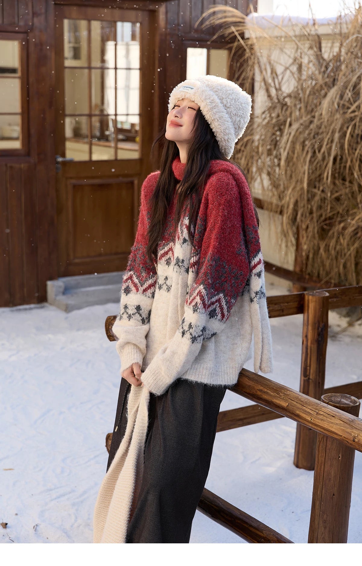 Mishow Christmas Fair Isle Sweater with Scarf MXE51Z2628