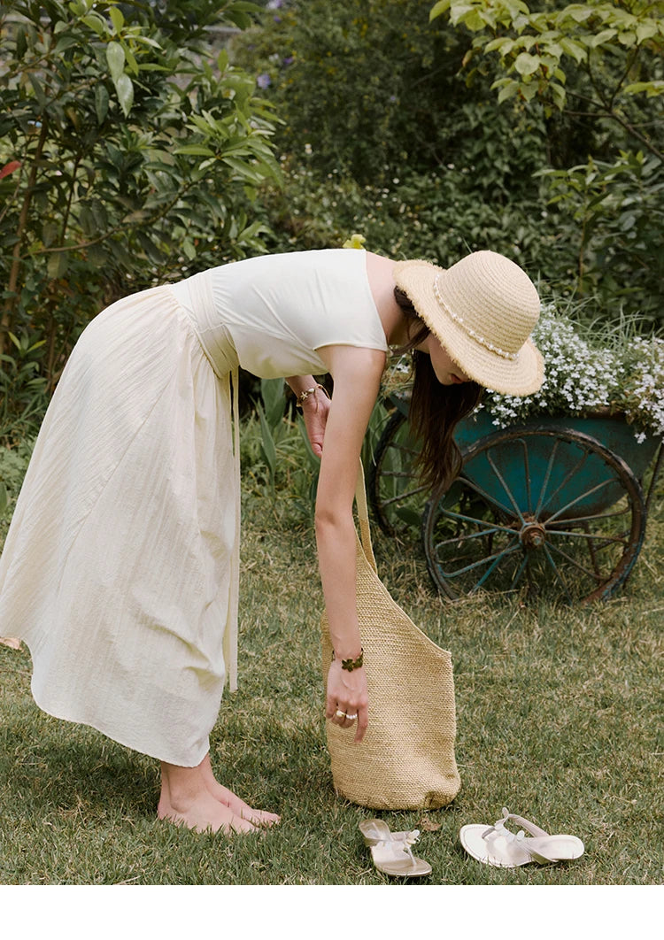 Mishow Shell Webbing Oblique Collar Slim Dress MXE31L2189