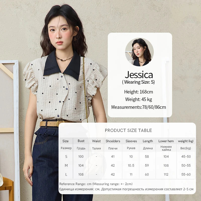 MISHOW Polka Dot Blouse Butterfly Sleeve MXE31C0776