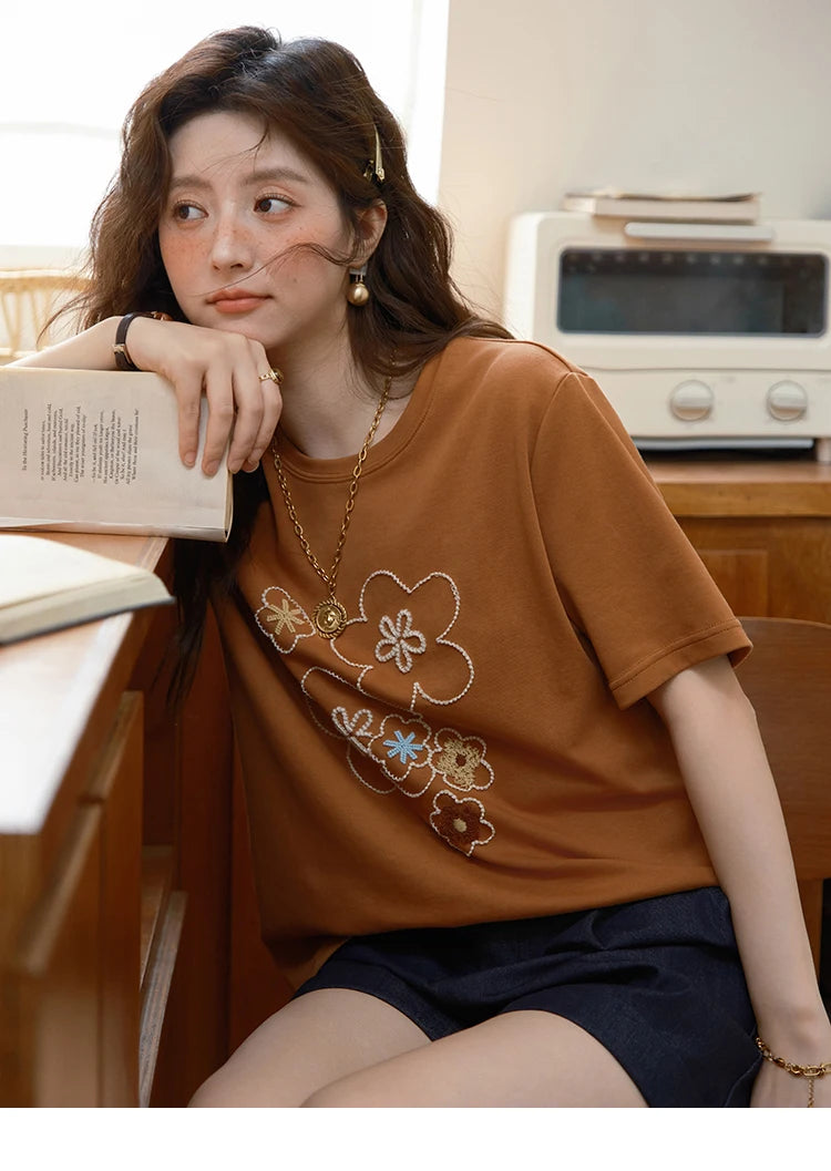 Mishow Floral Print Drop Sleeve Tee MXE36T0576