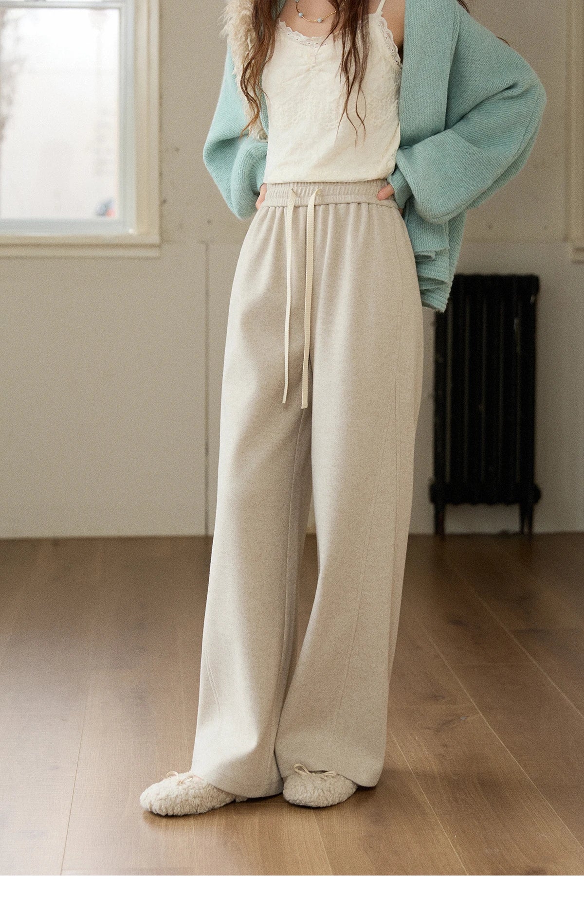 MISHOW Wide-Leg Pants High Waist Straight Lace-Up Loose MXE89K1100