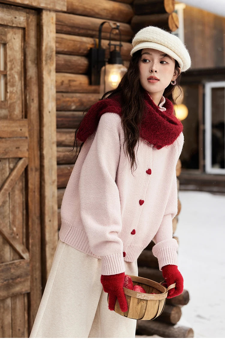Mishow Love Heart Button Color Clash Cardigan MXD58Z1127