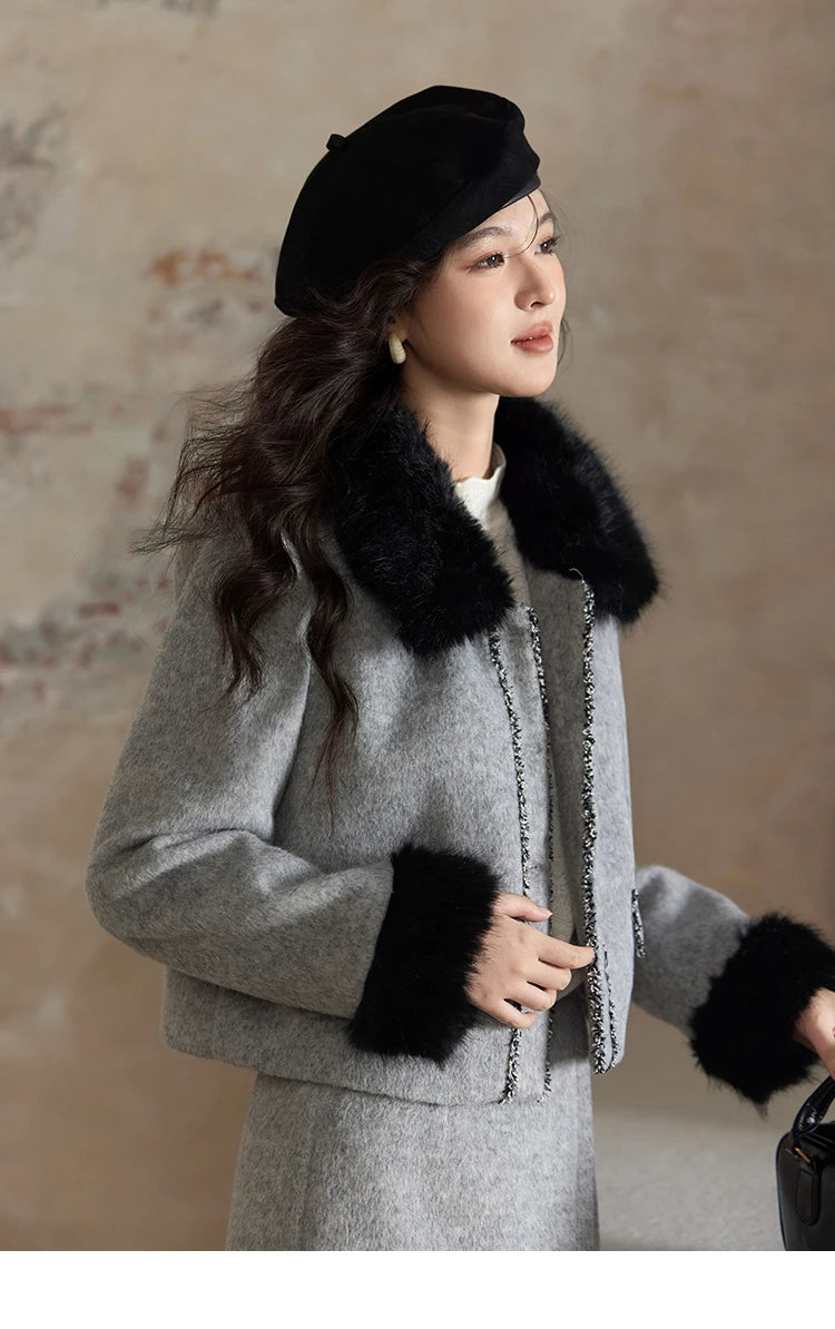 Mishow Short Tweed Jacket & Midi Skirt Set MXD54W0553