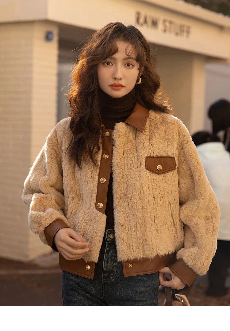 Mishow Lamb Wool Leather Trim Coat MXB43W0490