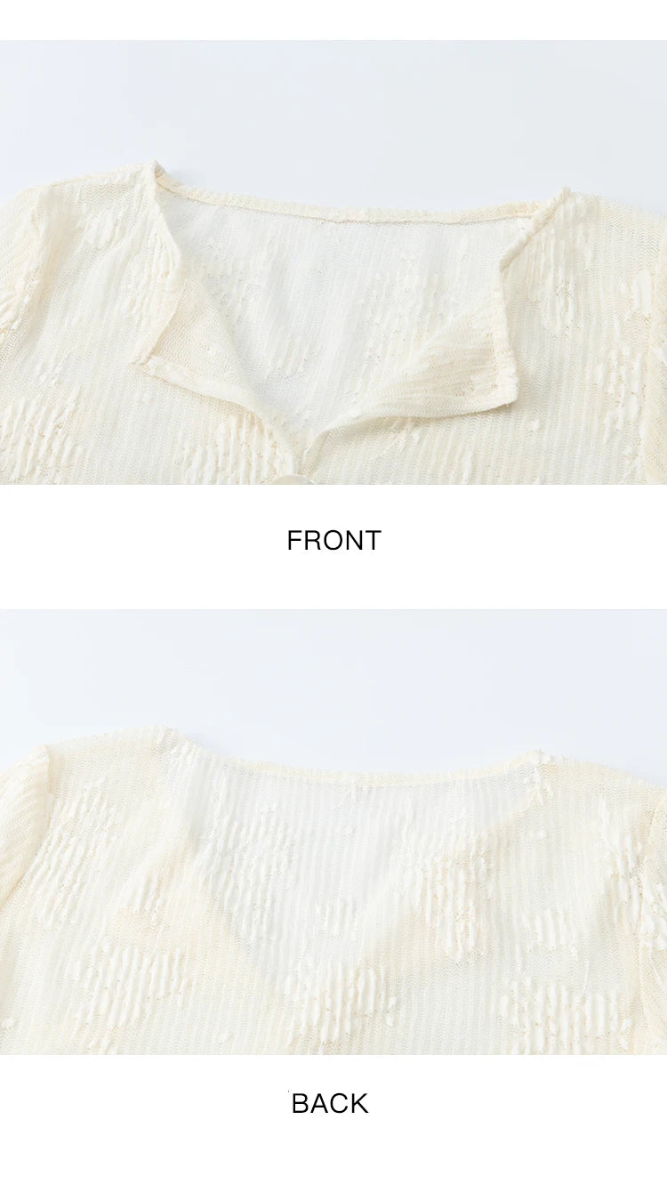 MISHOW White Lace Shirt Flared Sleeves V-Neck MXE49X2511