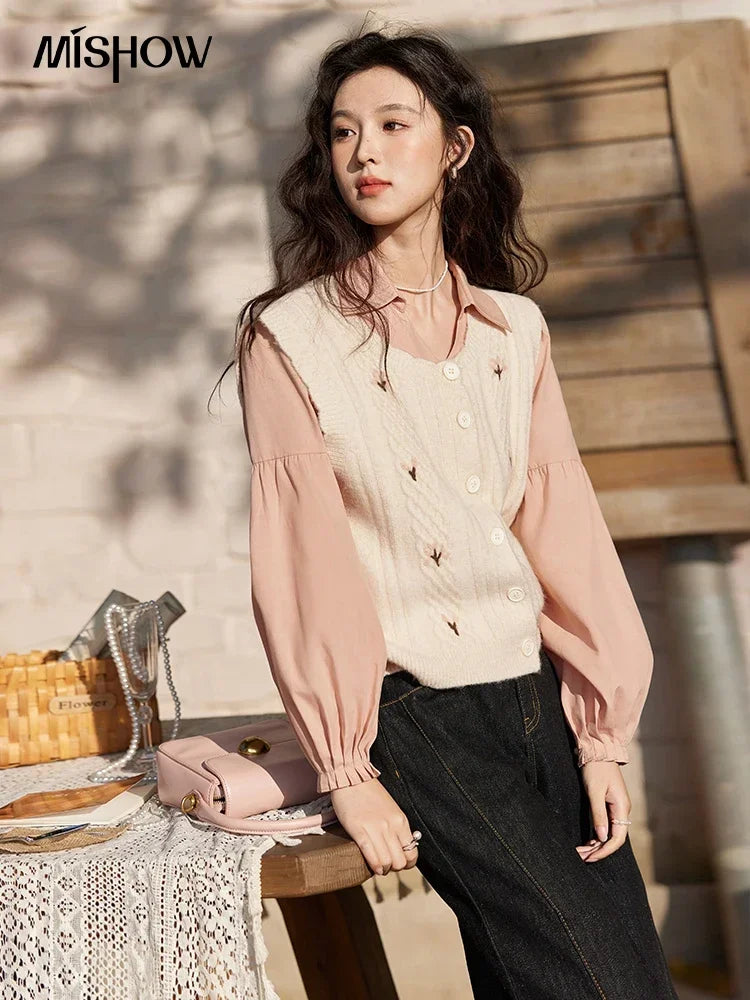 Mishow 3D Flower Embroidered Knitted Vest MXE11Z1077