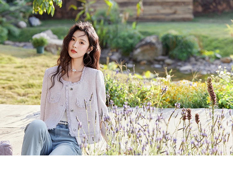MISHOW Tassel Fragrant Coat Rose Buckle Weave Square Collar MXE13W0733