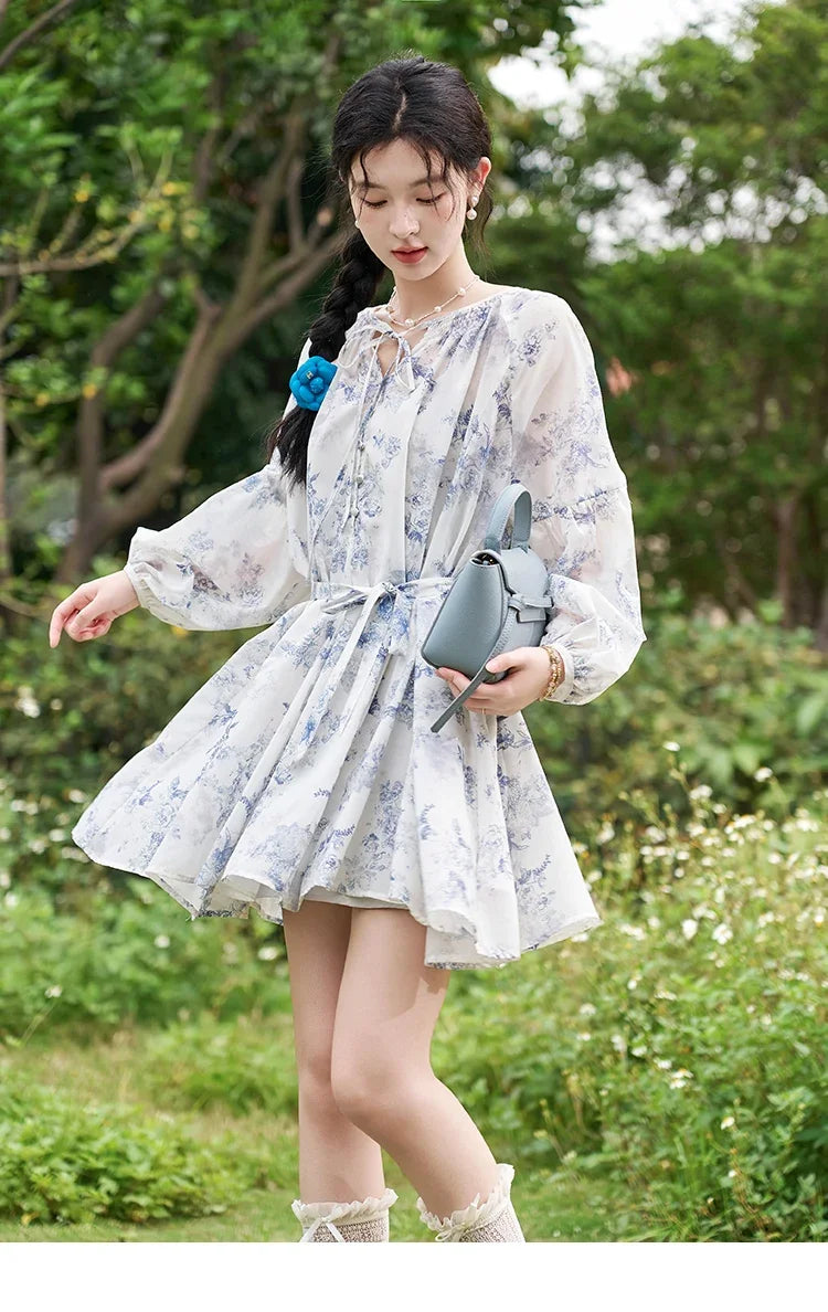 Mishow Fairy Floral Puff Sleeve Chiffon Dress MXD14L1681
