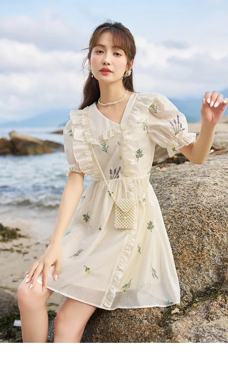 Mishow Fairycore Floral Flare Sleeve Ruffled Dress MXC38L1518