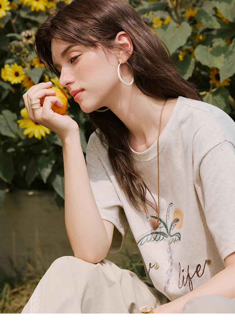 Mishow Coconut Tree Print Straight Tee MXE31T0520