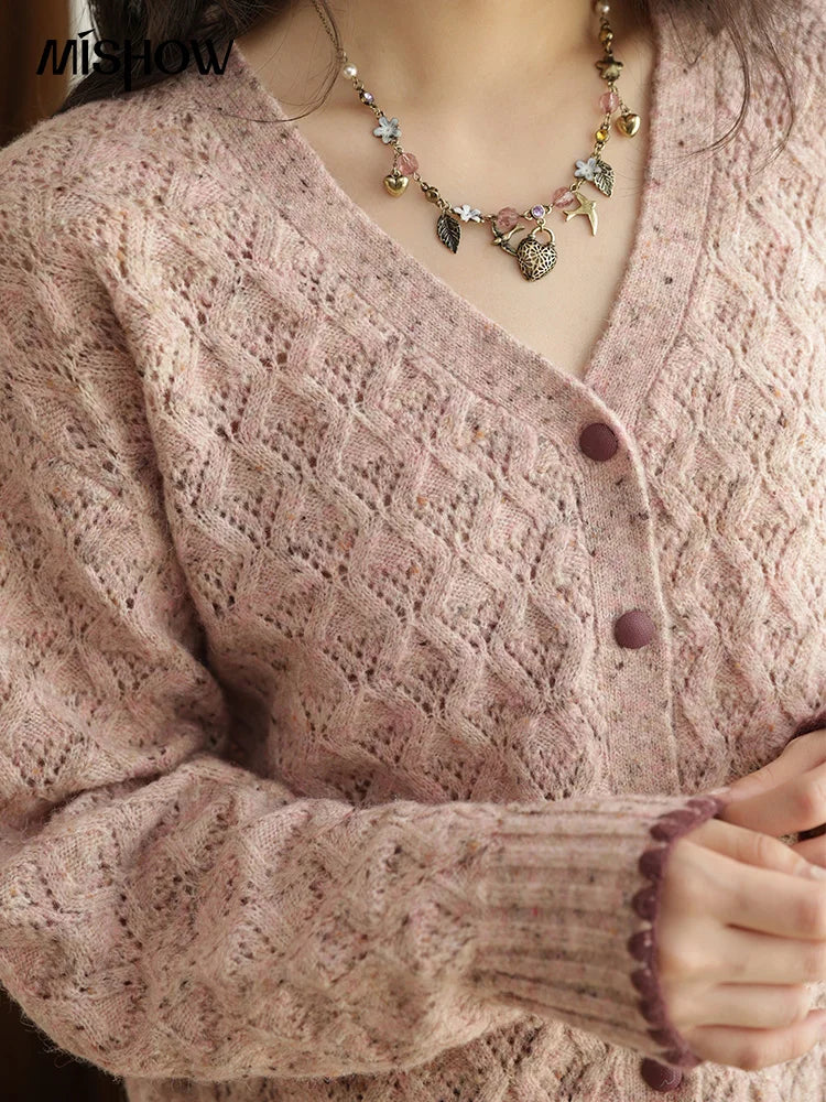 Mishow Colorful Dot Argyle Shell Embroidery Cardigan MXE44Z1364
