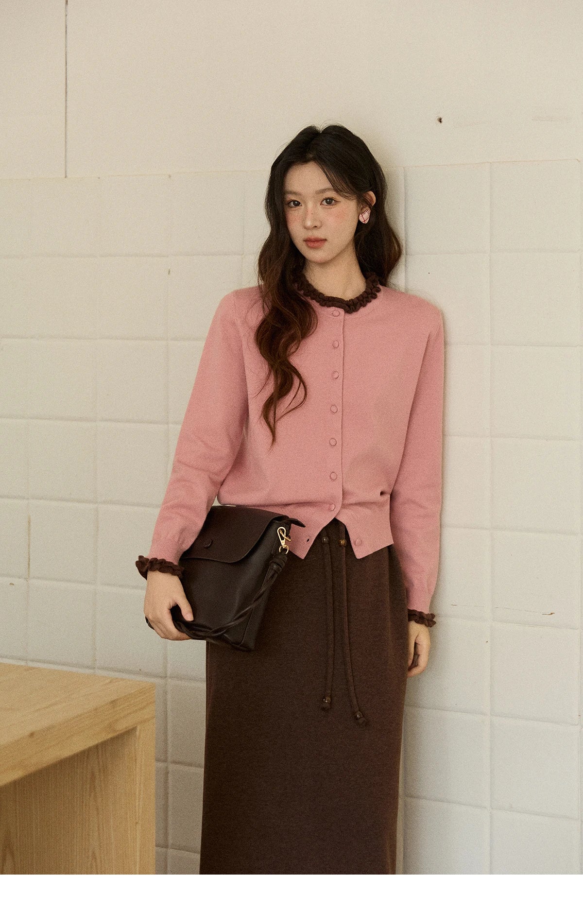Mishow Retro Ruffle O-Neck Knit Cardigan MXE91Z2749