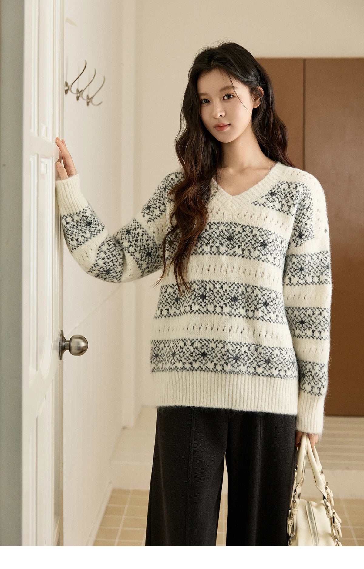 Mishow Fair Isle Removable Hood Sweater MXE94Z2979