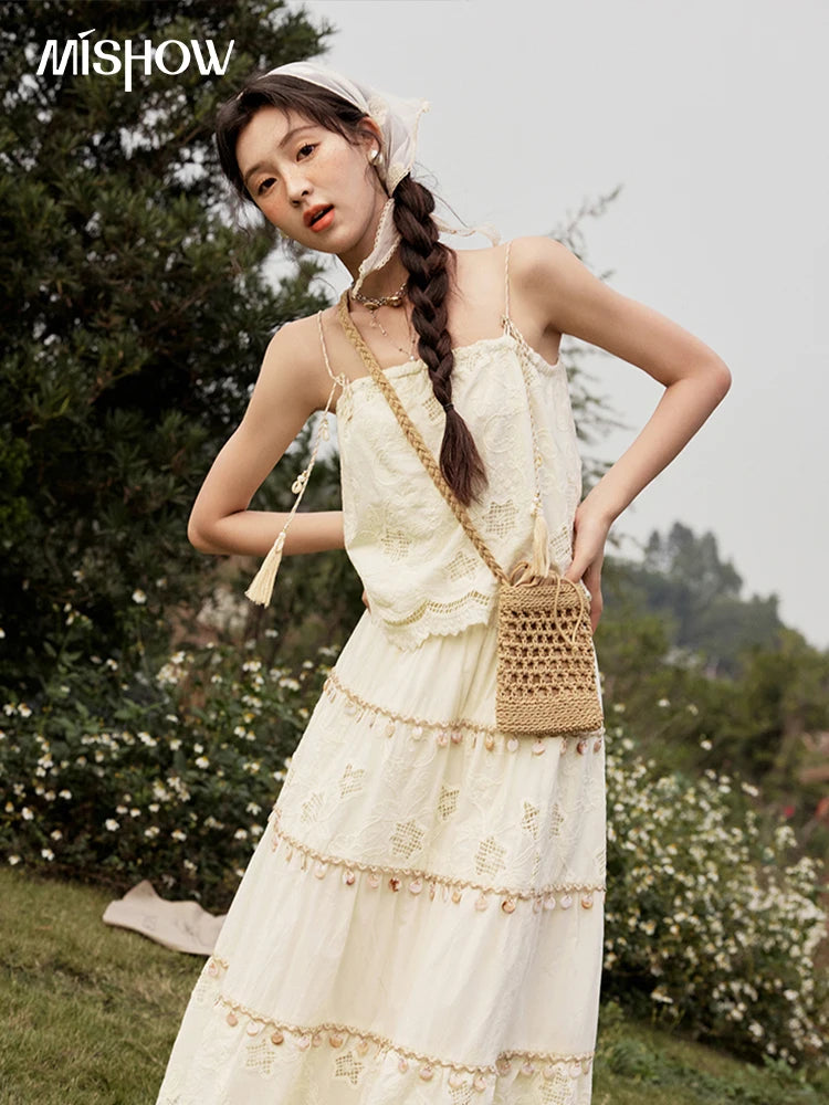 Mishow Bohemian Sleeveless Embroidery Top & Long Skirt Set MXE34T0568