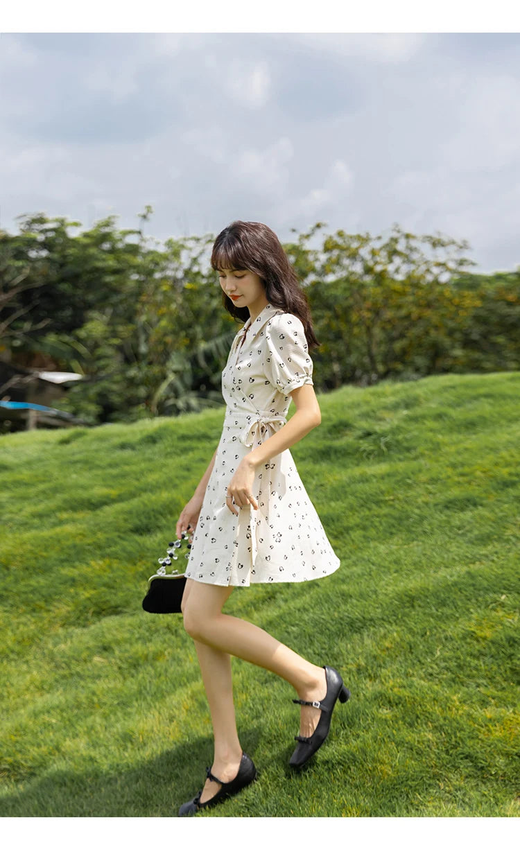 Mishow Red Chiffon V-Neck Floral Midi Dress MXA29L0356