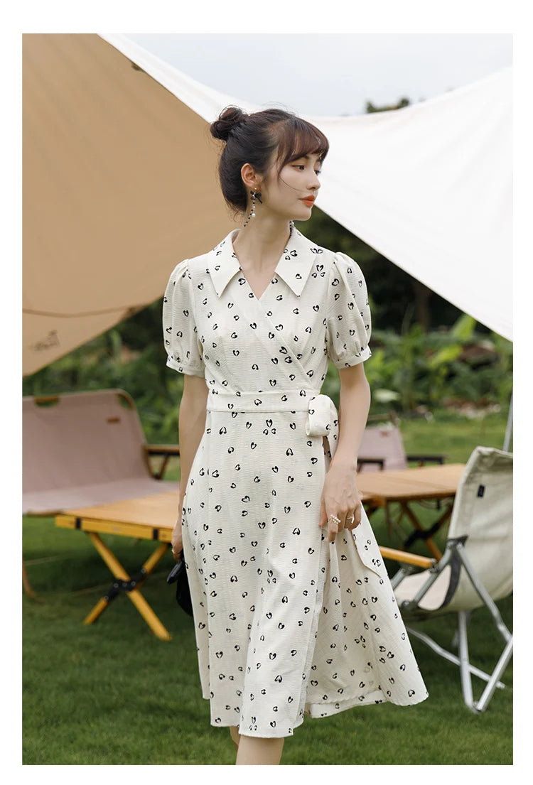 Mishow Red Chiffon V-Neck Floral Midi Dress MXA29L0356