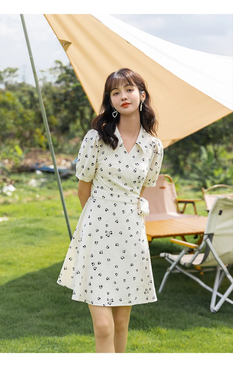 Mishow Red Chiffon V-Neck Floral Midi Dress MXA29L0356