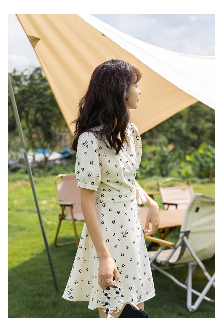 Mishow Red Chiffon V-Neck Floral Midi Dress MXA29L0356