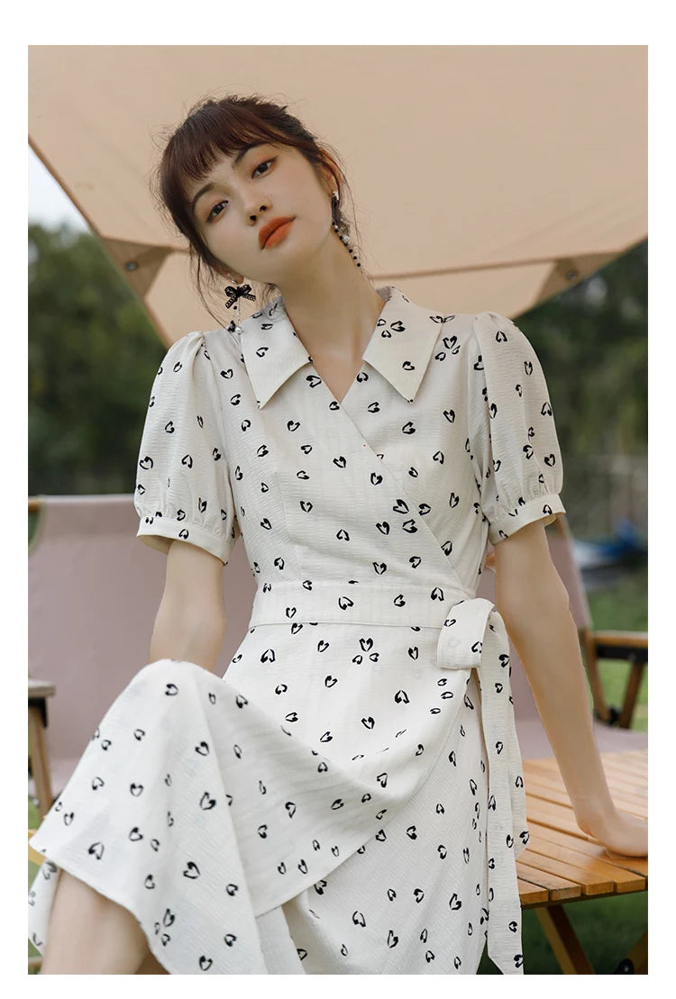 Mishow Red Chiffon V-Neck Floral Midi Dress MXA29L0356