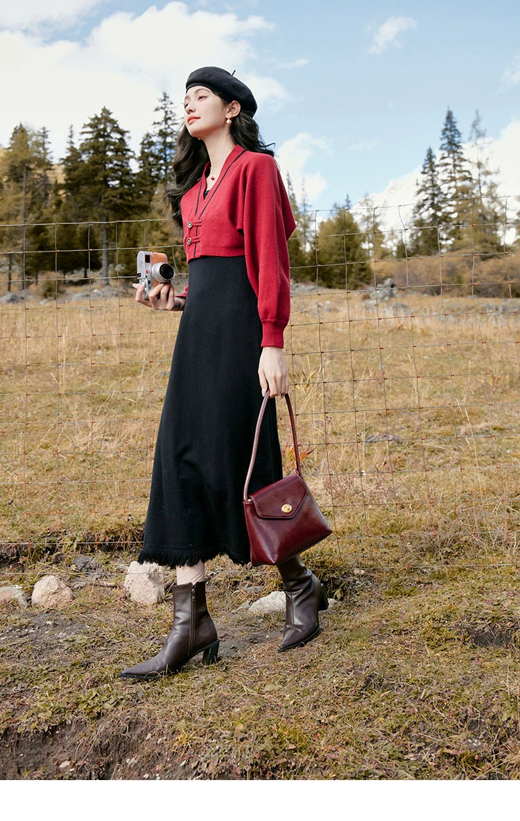 MISHOW Knitted Lantern Sleeve Sweater Dress MXC46L1589