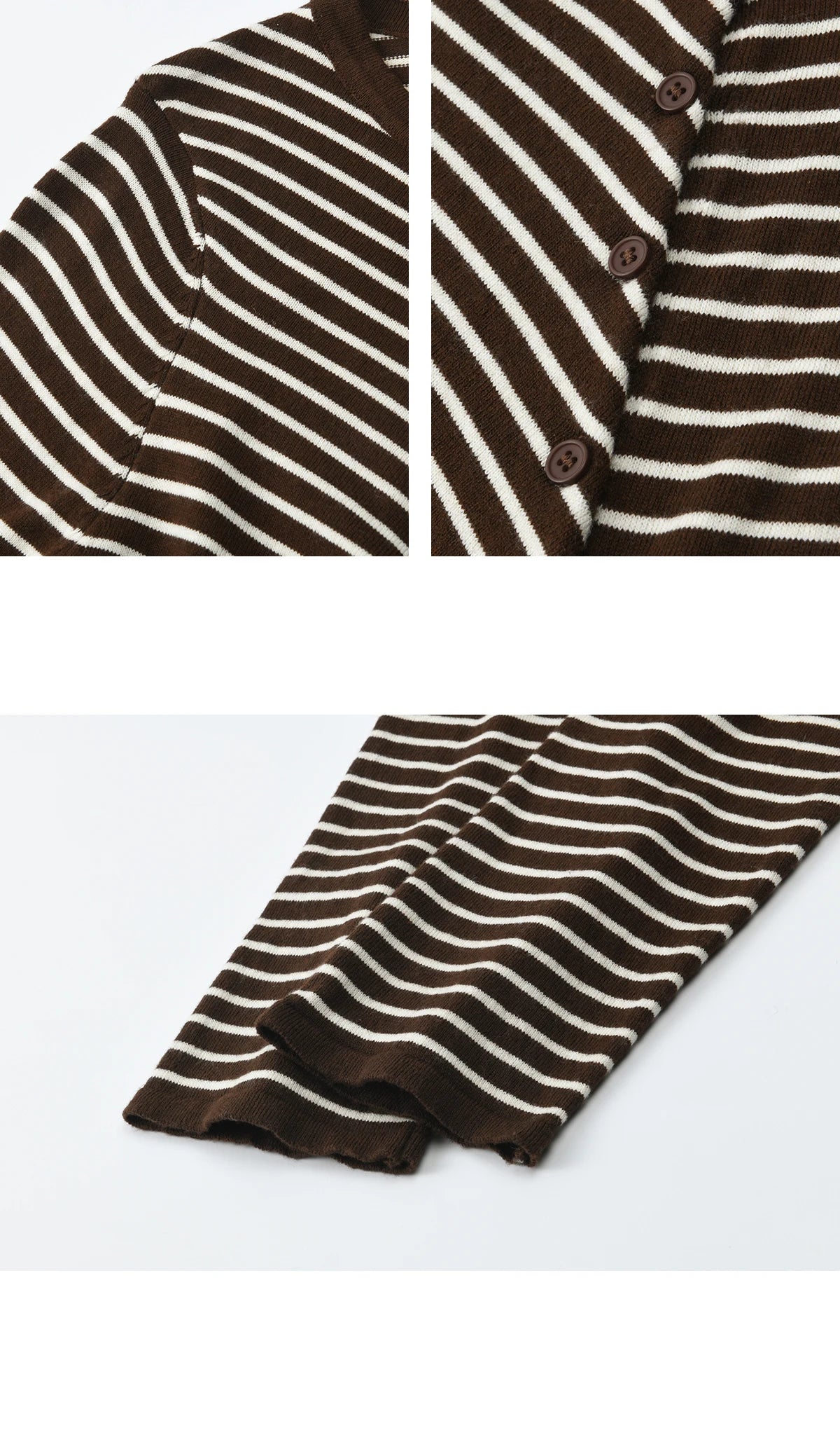 Mishow Coffee Striped Knitted Cardigan Sweater MXE46Z2537