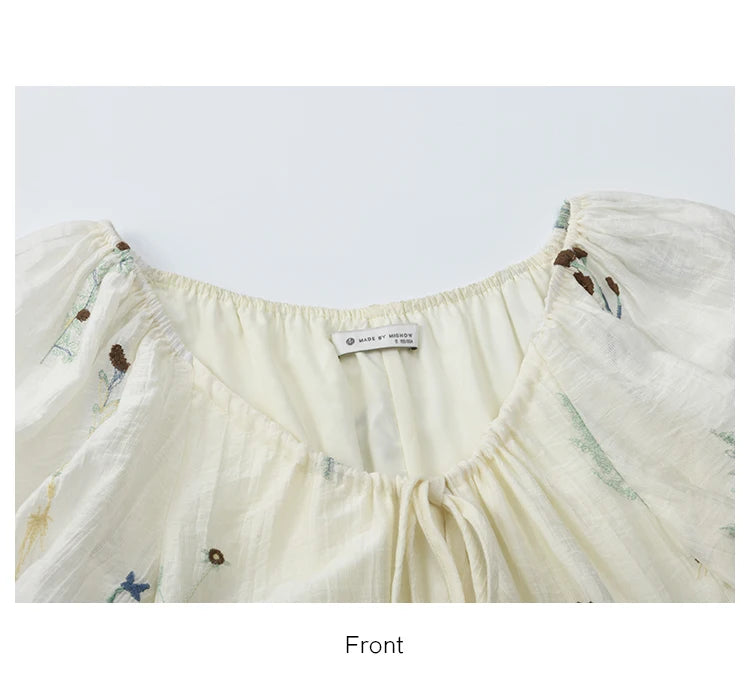 Mishow V-Neck Lace-Up Embroidery Vacation Dress MXE34L2284