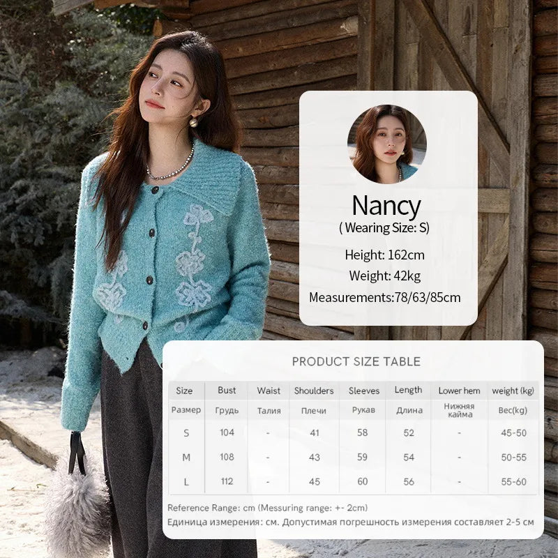 Mishow Retro 3D Floral Jacquard Lapel Cardigan MXE87Z2684